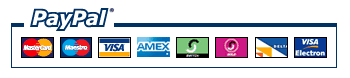 We accept: PayPal, MasterCard, Maestro, Visa, Amex, Switch, Solo, Delta and Electron.